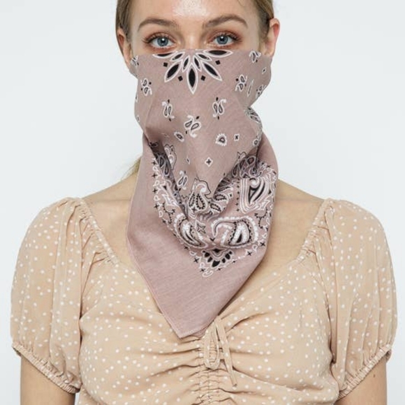 Rose Vintage paisley COTTON face mask bandana new hair scarf retro - Picture 2 of 2